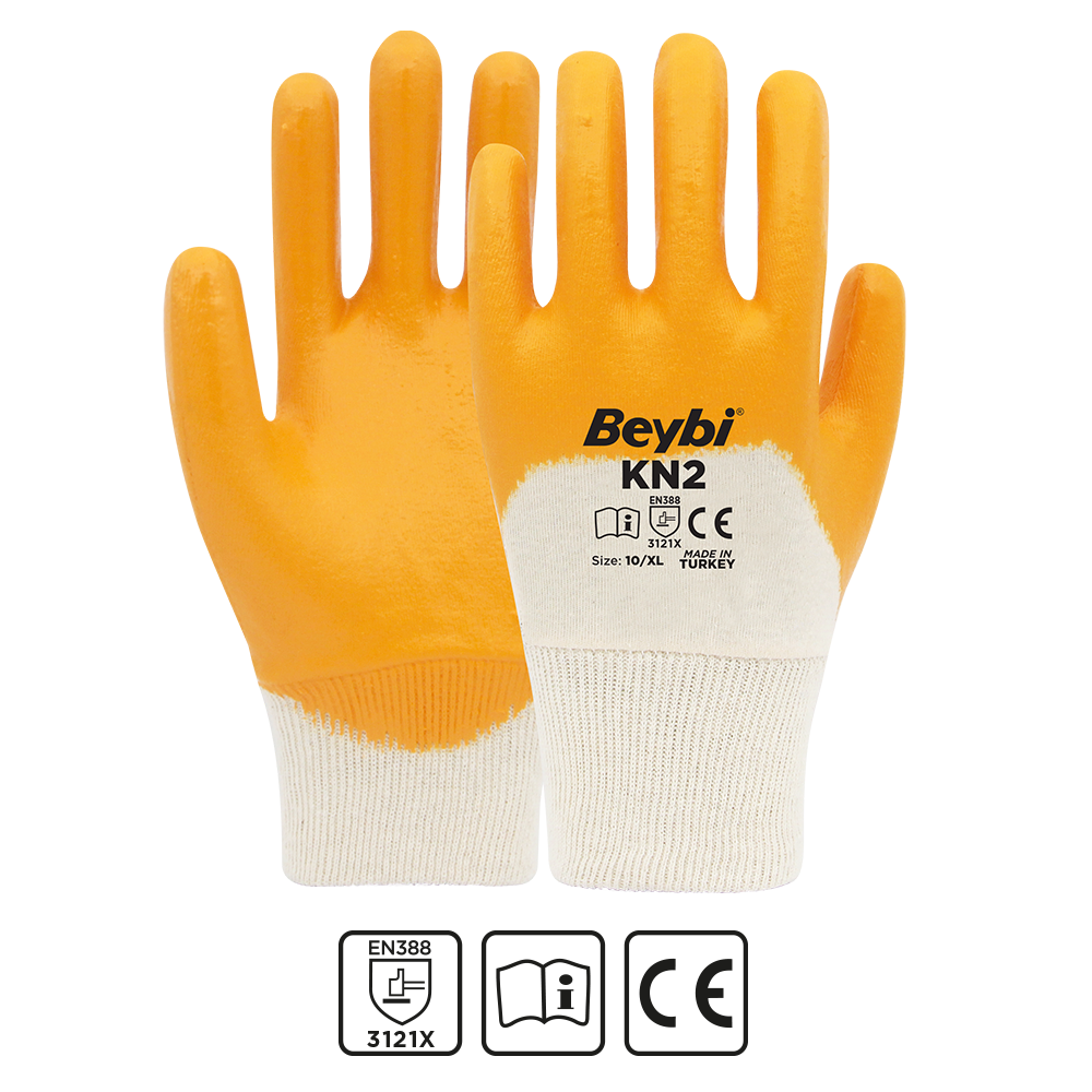 Beybi Kn-2 Pamuk Astarlı Nitril Eldiven Sarı No:9