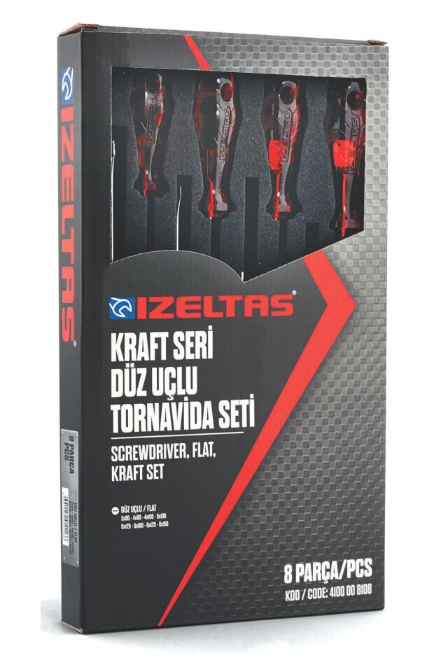 İzeltaş Kraft Düz Tornavida Seti 8 Parça