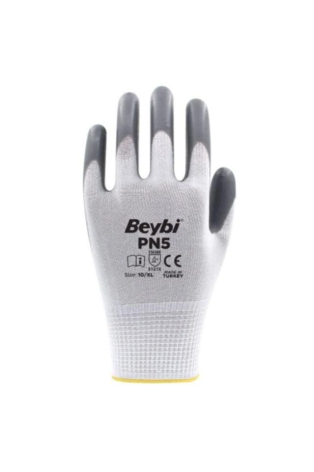 Beybi Pn-5 Polyester Nitril Eldiven Gri/Beyaz No:9