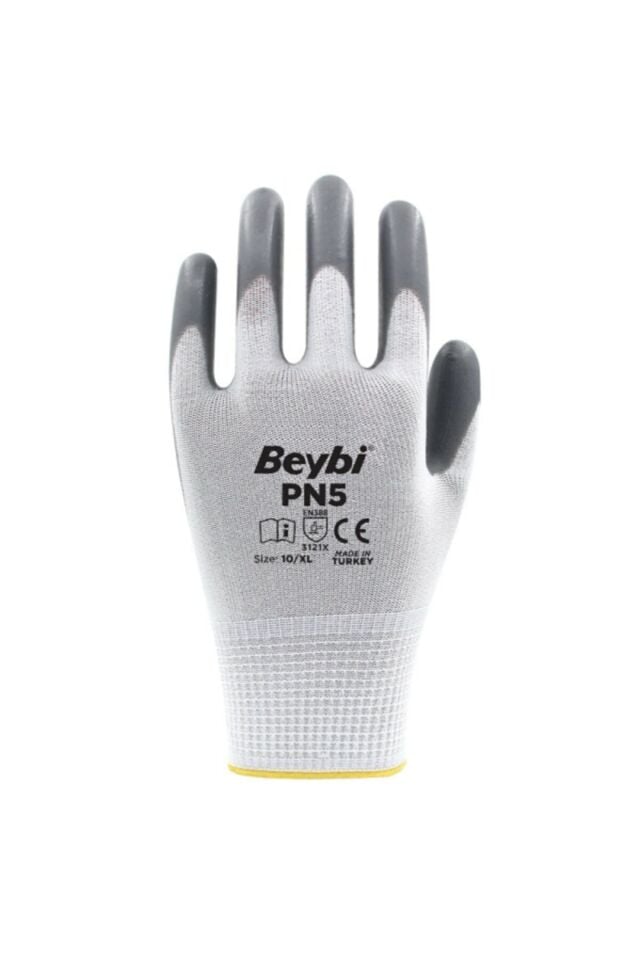 Beybi Pn-5 Polyester Nitril Eldiven Gri/Beyaz No:10
