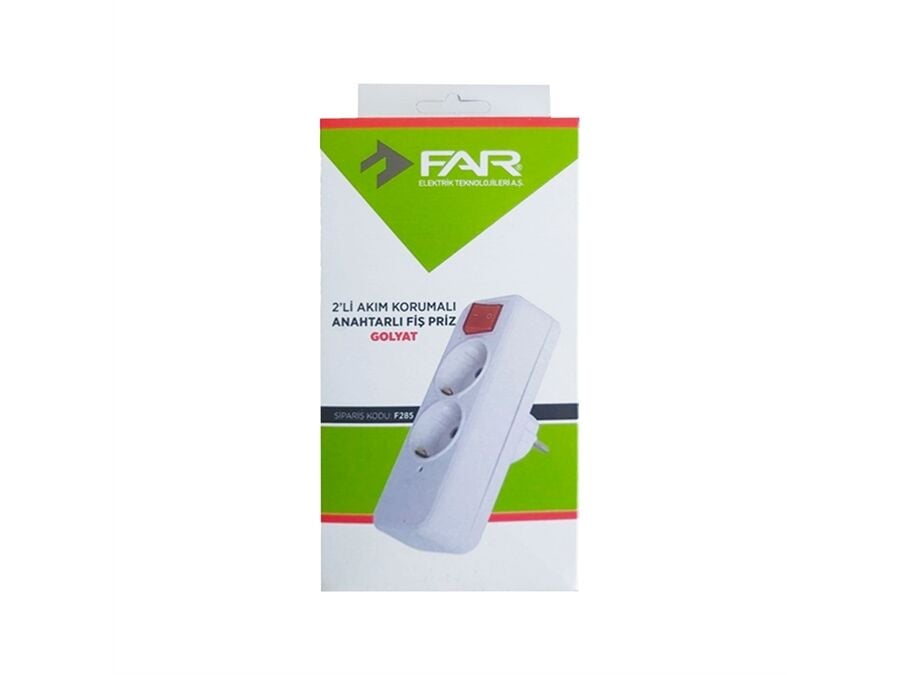 Far 2'li Anahtarlı Akım Korumalı Priz