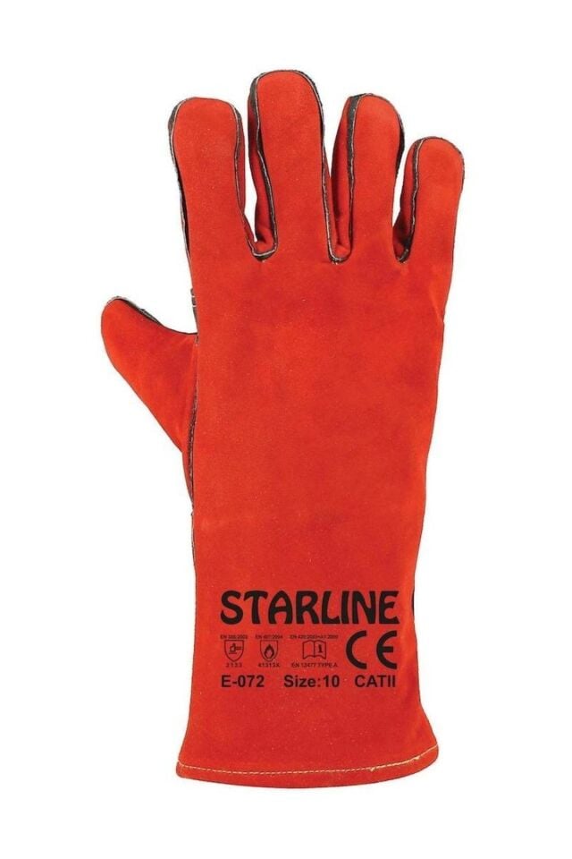 Starline E-072 Kaynakçı Eldiven Uzun Kırmızı