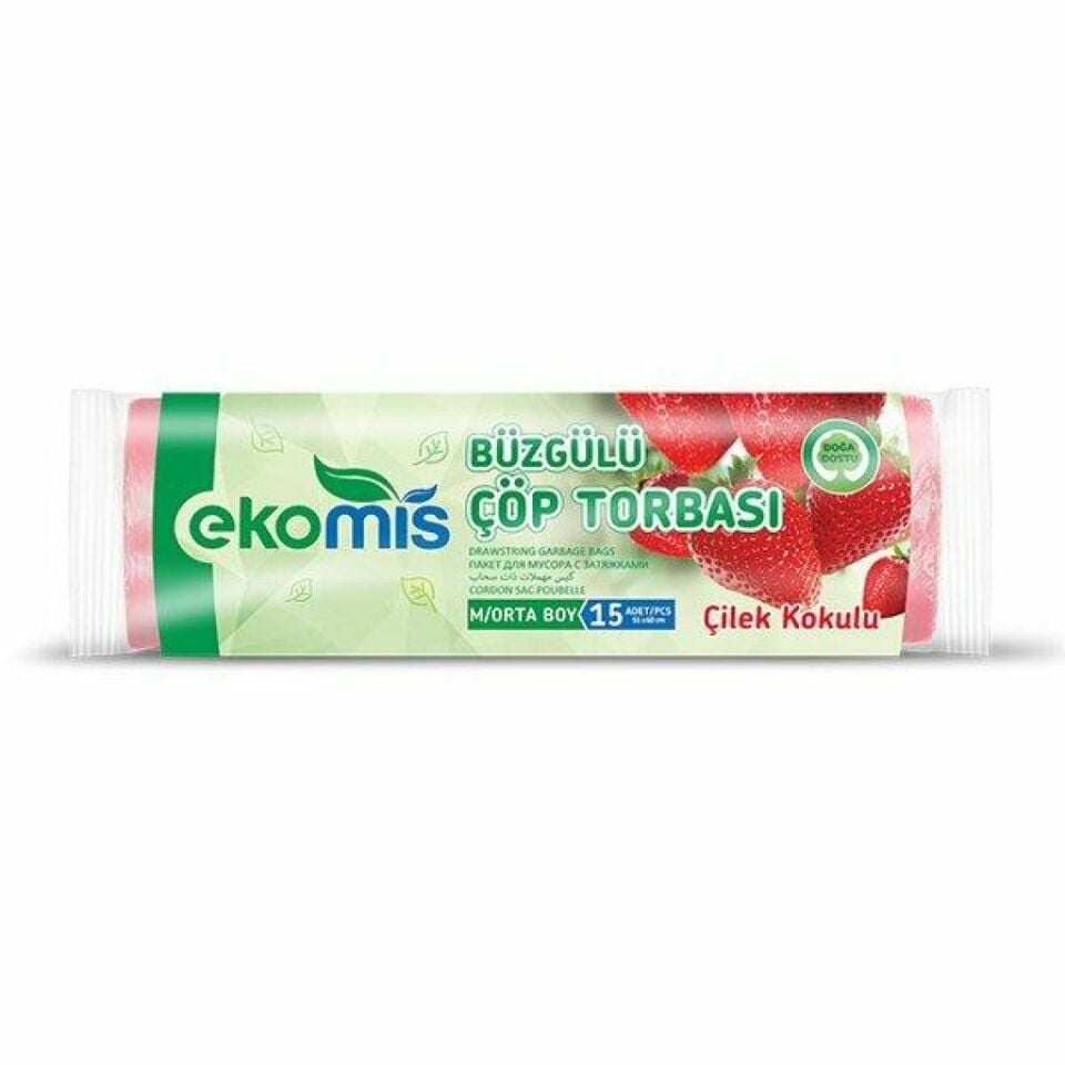 Ekomis Büzgülü Kokulu Çöp Torbası Orta Boy 55x60cm 15 Adet