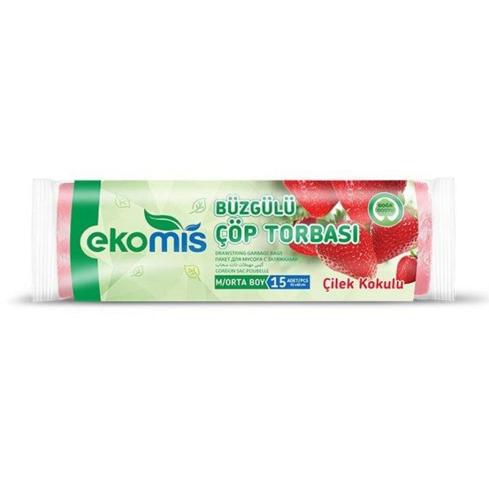 Ekomis Büzgülü Kokulu Çöp Torbası Orta Boy 55x60cm 15 Adet