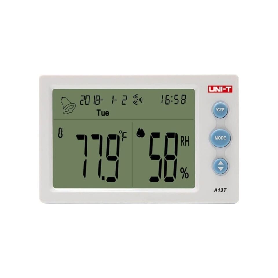 Uni-T A13T Dijital Saatli Sıcaklık ve Nem Ölçer Termometre