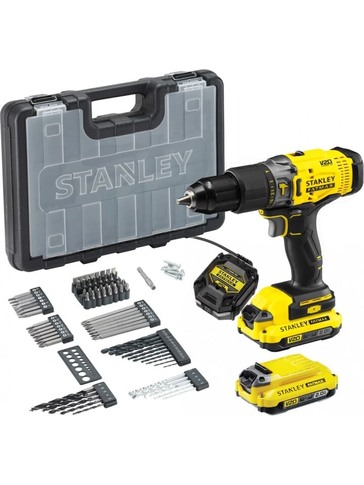 Stanley SCD718D2A Şarjlı Darbeli Matkap Vidalama Li-ion 18V 2.0Ah + 84  Parça Set