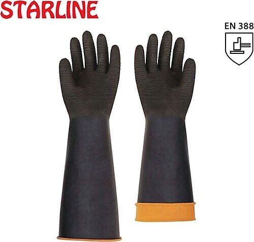 Starline H2-60 Asit Eldiveni Siyah 60cm Avuçiçi Tırtıklı