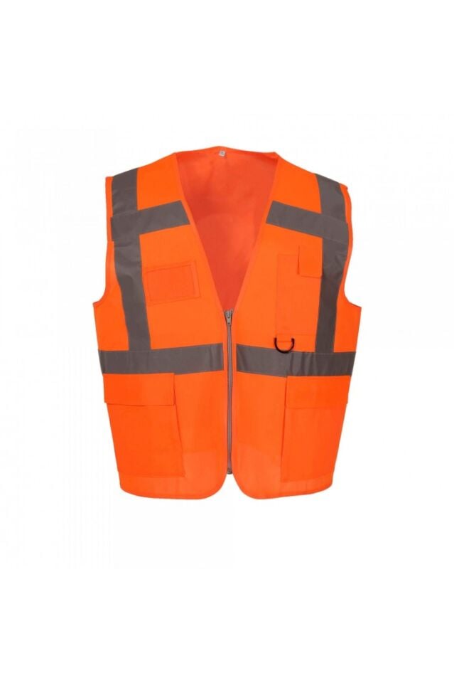 Mühendis Tip Cepli İkaz Yeleği Turuncu