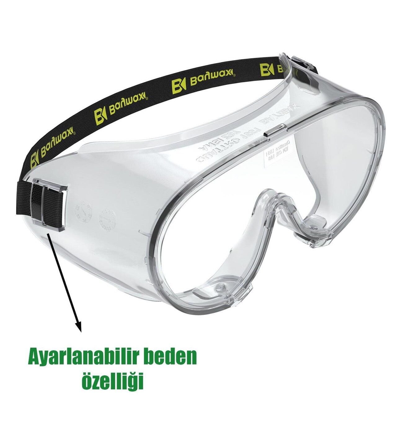 Baymax S-1551 Koruyucu Quattro Ventilsiz Gözlük Şeffaf