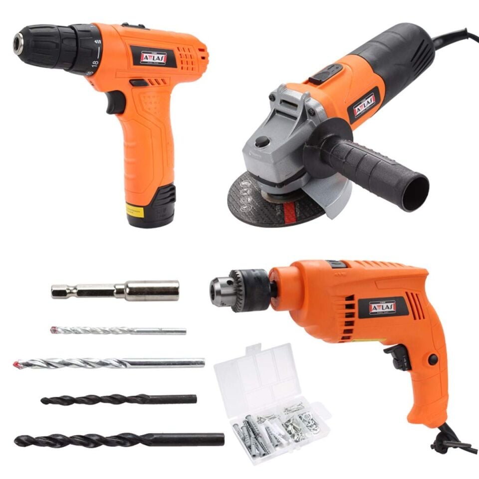 Attlas 3GLI Eco Set Matkap &Avuç Taşlama Makinesi & 12V Vidalama