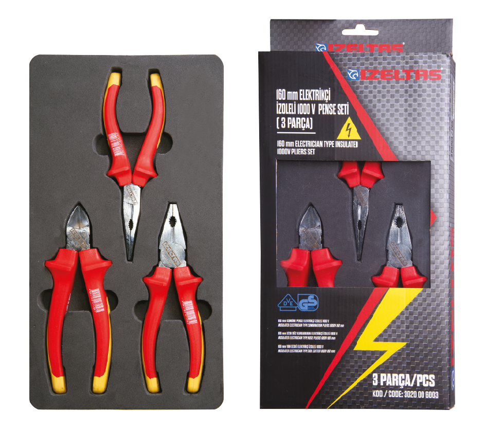 İzeltaş 1000V İzoleli Elektrikçi Seti (3 Parça)