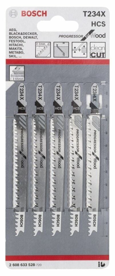 Bosch T234X Dekupaj Bıçağı ProgreforWood 5'li