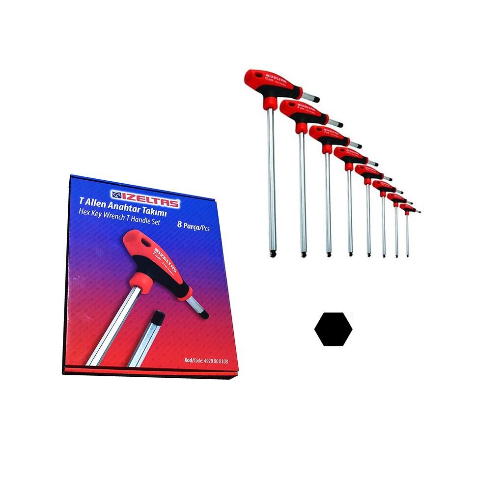 İzeltaş Allen Anahtar Seti 8 Parça T Tipi
