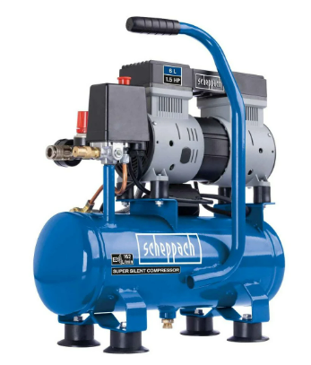 Scheppach HC08Si Sessiz Yağsız Kompresör 6 Lt 1,5 Hp 8 Bar