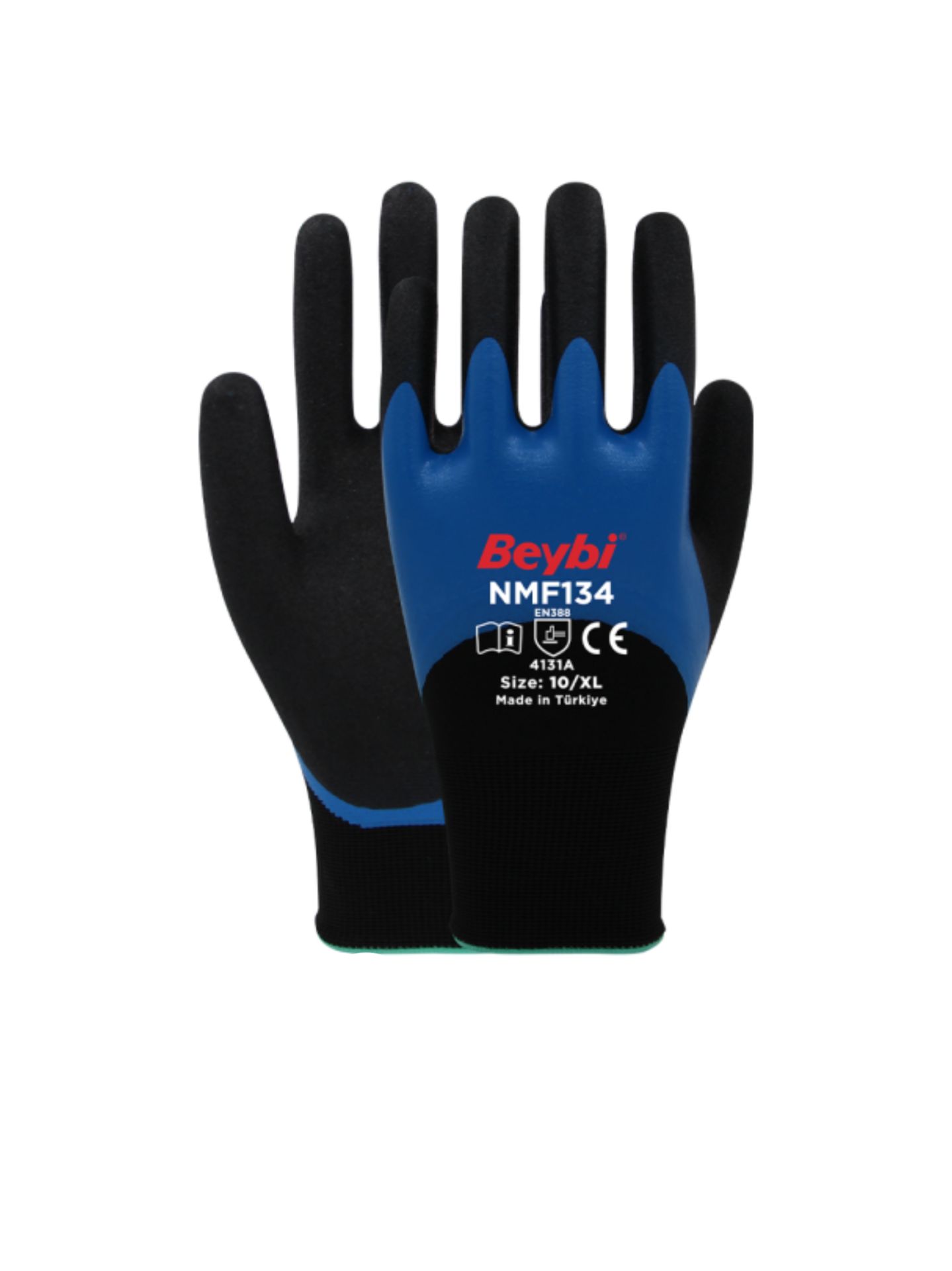 Beybi NMF-134 Double Mikro 3/4 Nitril Kaplı Eldiven No:10