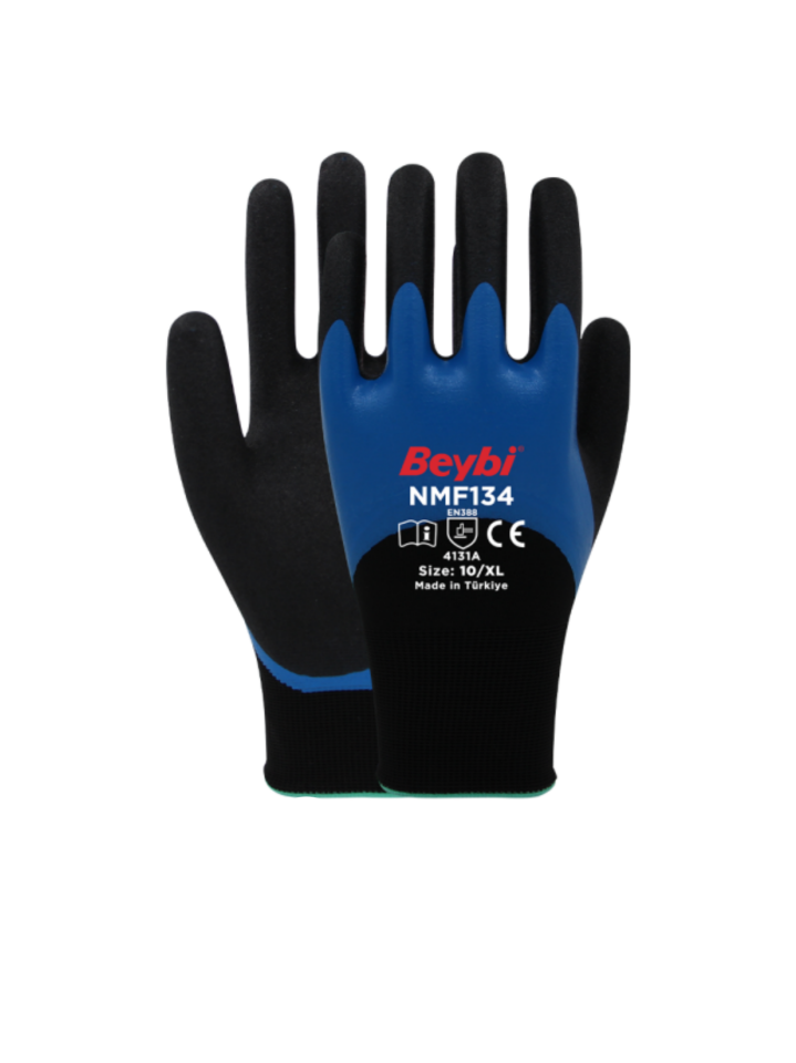 Beybi NMF134 Double Mikro 3/4 Nitril Kaplı Eldiven No:8