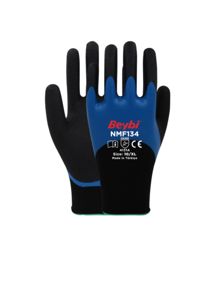 Beybi NMF134 Double Mikro 3/4 Nitril Kaplı Eldiven No:9
