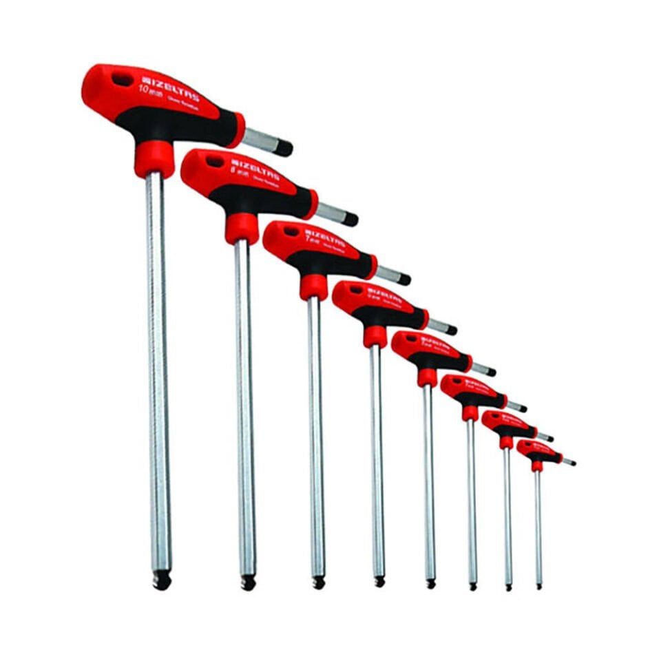 İzeltaş 4921 8 Parça Yuvarlak Başlı T Tipi Alyan Anahtar Takımı