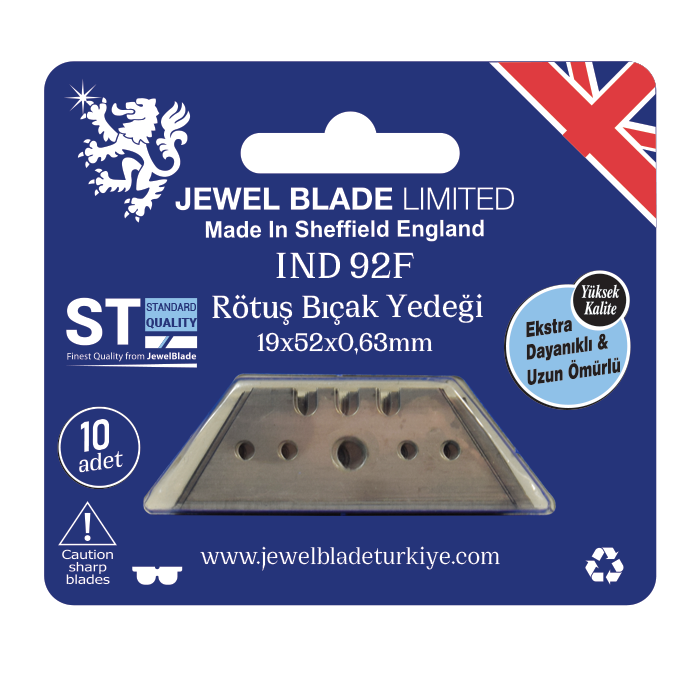 Jewel IND 92F-1300 Halı Bıçağı Yedek Ağzı 0,63mm 10lu