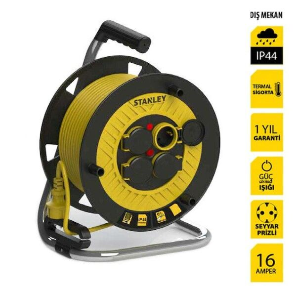 Stanley Bakır Kablolu Makara 25mt 3x2.5mm (Kapaklı)
