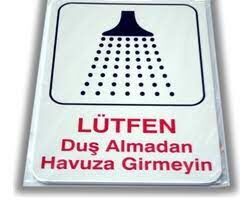 LUNA Pvc Lehva Lütfen Duş Almadan Havuza Girmeyin 16x24cm