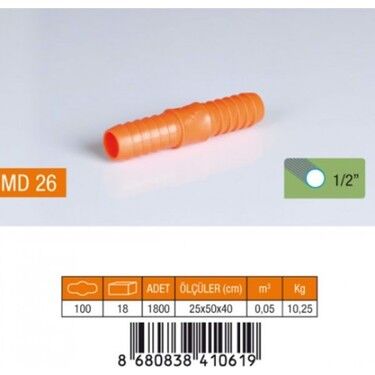 MD 26 Plastik Hortum Eki 1/2'' / 113-26