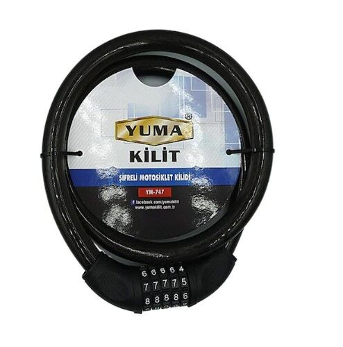 Yuma YM-747 Şifreli Motorsiklet Disk Kilidi 120cm/20mm