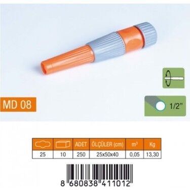 Medalyan MD 08 Plastik Hortum Lansı 1/2'' Ayarlı / 125-08