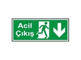 İkaz Levhası Acil Çıkış Aşağı 12x25