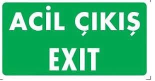 İkaz Levhası Acil Çıkış Exit 12x25
