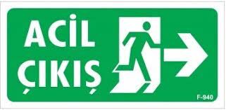 İkaz Levhası Acil Çıkış Sağ 12x25