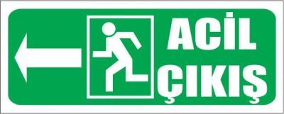 İkaz Levhası Acil Çıkış Sol 12x25