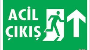 İkaz Levhası Acil Çıkış Yukarı 12x25