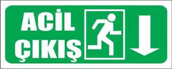 İkaz Levhası Acil Çıkış Aşağı  12x25