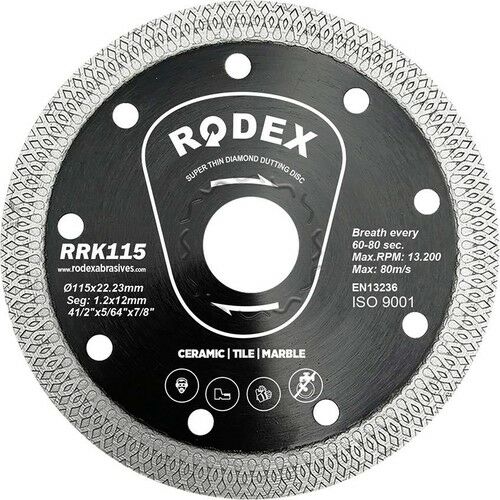 Rodex Islak & Kuru Elmas Kesme Diski 115mm (Ultra Slim Çok Amaçlı Kullanım)