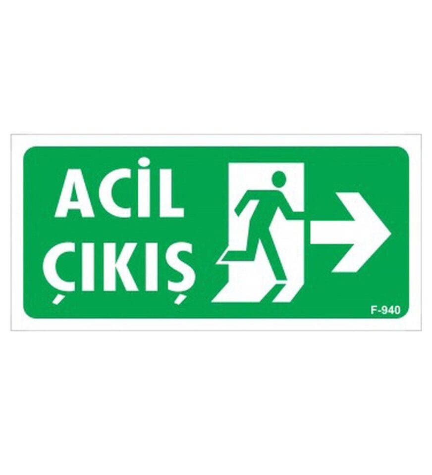 İkaz Levhası Acil Çıkış Sağa 12x25