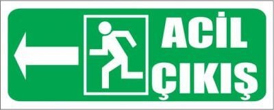 İkaz Levhası Acil Çıkış Sola 12x25