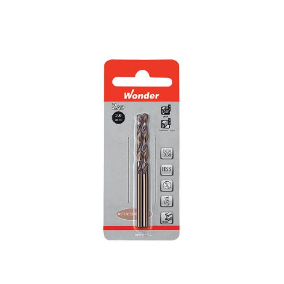 Wonder HSS Blisterli Metal Matkap Ucu Cobalt Altın Seri 4mm 2'li Set