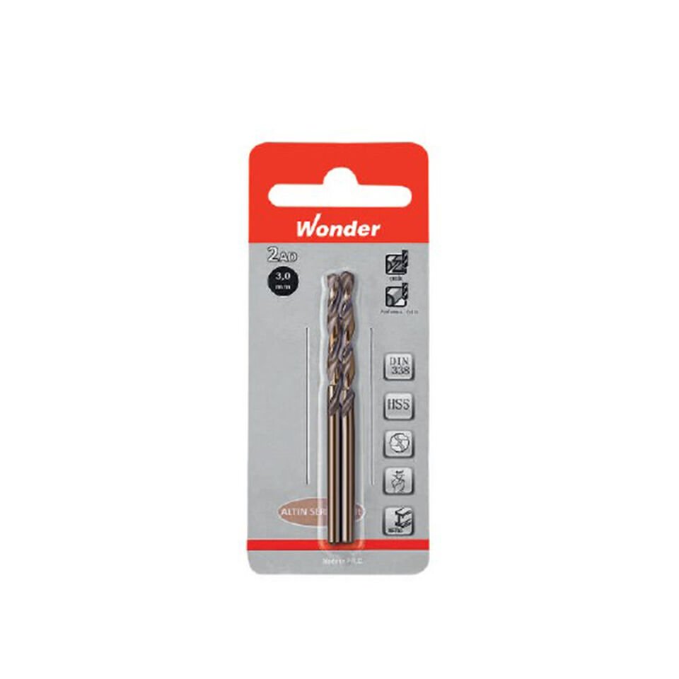Wonder HSS Blisterli Metal Matkap Ucu Cobalt Altın Seri 4.5mm 2'li Set