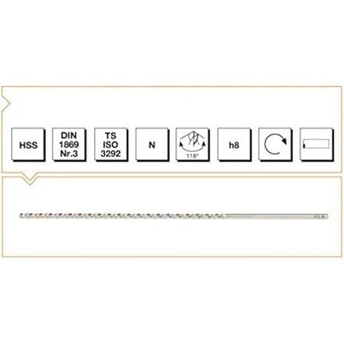 DIN1869 Ekstra Uzun No3 Matkap Ucu 430x10.0mm